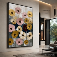 תמונת קנבס פרימיום במרקם בולט דגם פריחת זהב ורודה PR3011