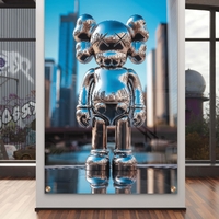 דמות כרום מבריקה עם השתקפות גורדי שחקים בתמונת זכוכית מעוצבת – NEXTGEN BY BAR