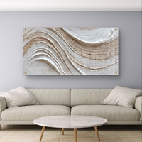 גלי מרקם בגווני שמנת ובז׳ על זכוכית – תמונת זכוכית מינימליסטית | GX4174