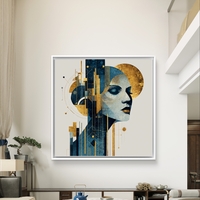 מוזת ארט-דקו – תמונת קנבס דיוקן נשי כחול וזהב בסגנון ארט דקו | CK5523