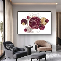 מעגלים גיאומטריים בבורדו וזהב – תמונת קנבס אבסטרקטית מודרנית | CP4522