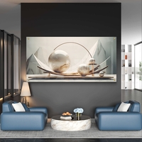 שיווי משקל שיש – תמונת זכוכית יוקרתית עם כדורי שיש ועיצוב גיאומטרי | GP1393