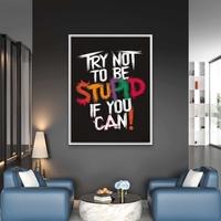 תמונת קנבס עם כיתוב השראתי בצבעים חזקים על רקע שחור בעיצוב אורבני מודרני לסלון או למשרד