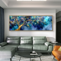 עץ הכוכבים – תמונת קנבס עץ מוזהב על רקע כחול עמוק בסגנון חלומי | CL6005