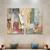 תמונת זכוכית זוגית אבסטרקטית עם שכבות צבע וטקסטורה טבעית בהדפסה חלקה