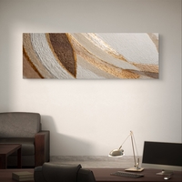 קנבס פנורמי מינימליסטי בגווני אדמה חמים עם אפקט זהב מודפס חלק.