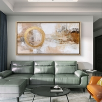 טבעת הזהב – תמונת קנבס אבסטרקטית בהירה עם טבעת זהב מרכזית | CK4814