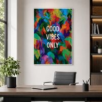 Good Vibes צבעוני – תמונת קנבס אבסטרקטית עם מסר חיובי – דגם MT9434