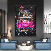 תמונת בושם גרפיטי LOVE – אמנות LED על סוללות עם שלט רחוק-מידה93*63 ס