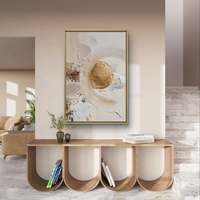 עיגול זהב שקט – תמונת קנבס אבסטרקט טקסטורלי בגווני שמנת, ורוד עתיק וזהב | CY1213