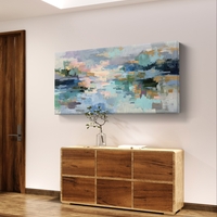 תמונת קנבס אבסטרקט פסטלי בגווני תכלת ומנטה – קנבס מודרני לסלון דגם CC4562