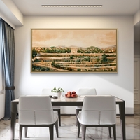 תמונת קנבס לרוחב עם נוף ירושלים ושער סמלי בגווני זהב וטבע, הדפסה חלקה מבית תכשיט לבית