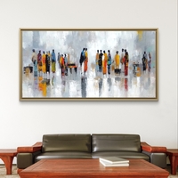 תמונת קנבס לרוחב עם דמויות אבסטרקטיות בצבעים חמים וסגנון מודרני