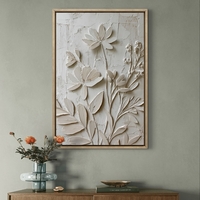 פרחי תבליט בגווני שמנת – תמונת קנבס טקסטורלית אלגנטית | DX5113