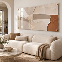 תמונת זכוכית אבסטרקטית בגווני שמנת וטרקוטה | דגם MG8874