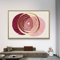מעגלי זהב, בורדו וורוד – תמונת קנבס אבסטרקטית יוקרתית | CP4521