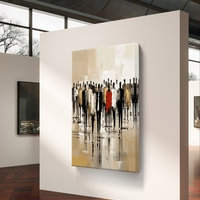 תמונת קנבס גדולה עם דמות באדום במרכז הקומפוזיציה