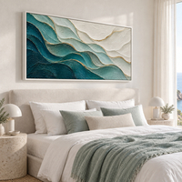 תמונת קנבס פרימיום אבסטרקט גלים מינרליים בטורקיז וזהב | דגם PR8034