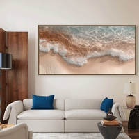 תמונת קנבס לרוחב של חוף וגלים בגווני טורקיז וזהב – NEXTGEN BY BAR