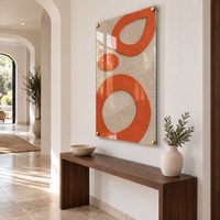 תמונה אבסטרקטית גאומטרית בגווני כתום ושמנת | דגם BG753