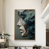 דיוקן סלעים בכחול ואפור – תמונת קנבס אמנותית דרמטית | DX5112
