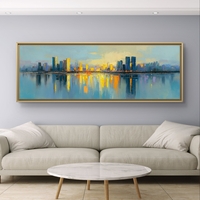 קנבס נוף עירוני יוקרתי עם צבעי שקיעה חמים.