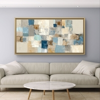 תמונת קנבס אבסטרקטית בגווני תכלת, בז' ואפור – תכשיט לבית