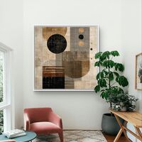 איזון גיאומטרי – תמונת קנבס גיאומטרית מודרנית בבז׳ ושחור | SQ3384