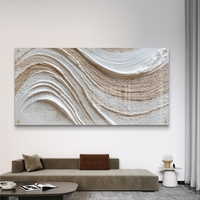 גלי מרקם בגווני שמנת ובז׳ על זכוכית – תמונת זכוכית מינימליסטית | GX4174