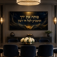 אור השפע שחור זהב – תמונת קנבס לרוחב פותח את ידך לסלון | RB4063