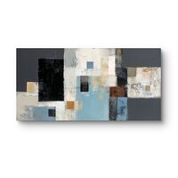 תמונת קנבס לרוחב בסגנון אבסטרקטי מודרני בגווני תכלת, אפור ובז’ בעיצוב נקי ויוקרתי לסלון