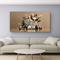 אגרטלים נואר – תמונת זכוכית טבע דומם עם אגרטלים שחור-זהב ופריחה מעוצבת | PN1005