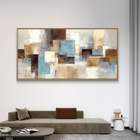 ריבועים שקטים – תמונת קנבס אבסטרקט גיאומטרי בגווני תכלת, בז׳ וחום | CK4812