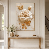 ורד זהב אלגנטי – תמונת קנבס פרחונית יוקרתית בגווני שמנת וזהב | TR3553
