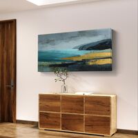 תמונת קנבס נוף ים אבסטרקטי בכחול וזהב – קנבס לסלון לרוחב--דגם CC4561