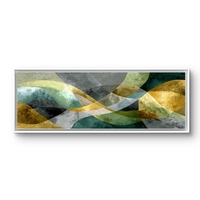 גלי זית – תמונת קנבס אבסטרקטית עם קווים זורמים בגווני ירוק, אפור וזהב | CL6001