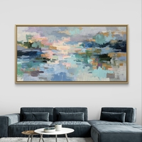 תמונת קנבס אבסטרקט פסטלי בגווני תכלת ומנטה – קנבס מודרני לסלון דגם CC4562