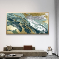 תמונת קנבס אבסטרקט בגווני טורקיז, שחור ולבן עם נגיעות זהב וכסף בסגנון מרבל יוקרתי