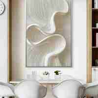 תמונת קנבס אבסטרקטית בגווני שמנת ובז’ עם קווים זורמים, עיצוב מינימליסטי מודרני מסדרת NEXTGEN BY BAR