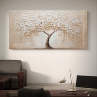 עץ פריחה לבנה על זכוכית – תמונת זכוכית יוקרתית בגווני שמנת, פנינה ובז׳ | GX4171