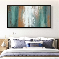 קנבס מינימליסטי מודרני עם טקסטורה עדינה בגווני טורקיז, ירקרק וחום לעיצוב נקי