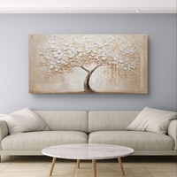 עץ פריחה לבנה על זכוכית – תמונת זכוכית יוקרתית בגווני שמנת, פנינה ובז׳ | GX4171