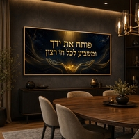אור השפע שחור זהב – תמונת קנבס לרוחב פותח את ידך לסלון | RB4063