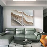 תמונת זכוכית זוגית אבסטרקטית בגווני שמנת ובז׳ בהשראת שכבות טבעיות בעיצוב רגוע