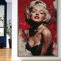 תמונת קנבס אישה אייקונית עם שפתיים אדומות ורקע אדום