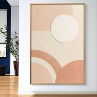 תמונת קנבס בגווני שמנת ואפרסק עם צורות גיאומטריות רכות והדפסה חלקה