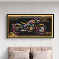 תמונת אופנוע גרפיטי על שטר 100 – אמנות LED על סוללות עם שלט רחוק--מידה 123-63 ס