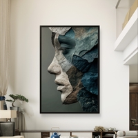 דיוקן סלעים בכחול ואפור – תמונת קנבס אמנותית דרמטית | DX5112