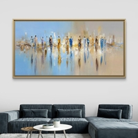 שדרת הזהב – תמונת קנבס אבסטרקט עירוני בכחול וזהב לסלון | CP3233