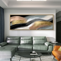 תמונת קנבס אבסטרקטית עם משיכות צבע שחור, לבן, בז׳ וזהב